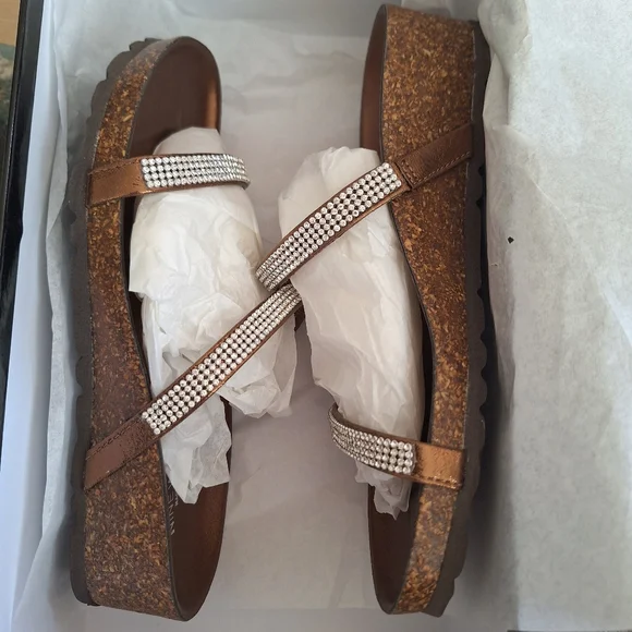 Brand New Nine West Women's Slip-On Three Band Rhinestone Sandals SiZe 5 - Picture 7 of 9